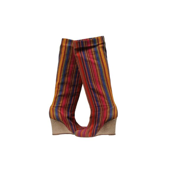 Christian Louboutin Espadrille Wedge Sock Boot US 6 EU 36 Striped Multicolor - Picture 7 of 8